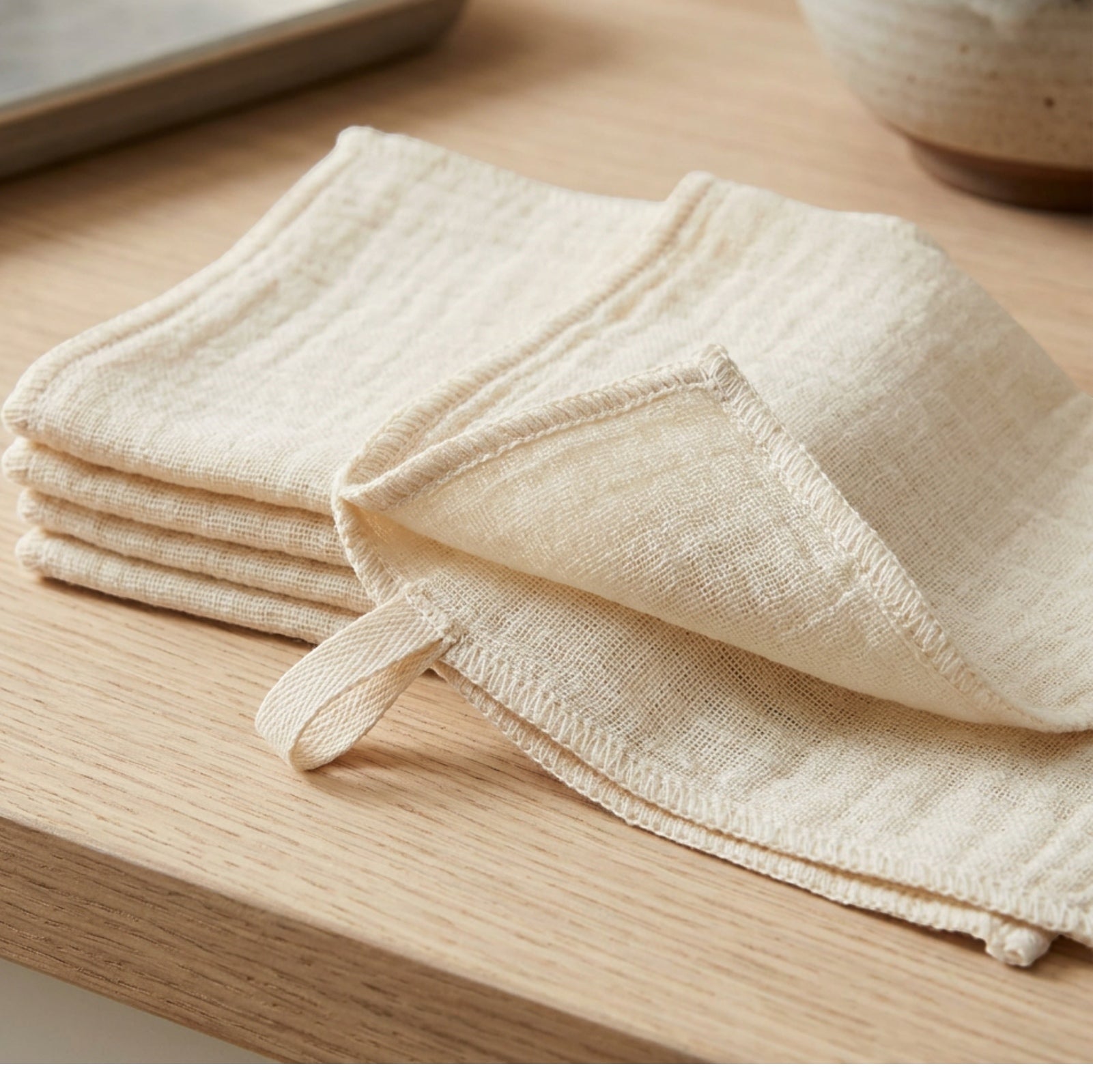 Avibt Four-Layer Cotton Gauze Cleaning Cloths 35 cm Set of 6 - Detail view