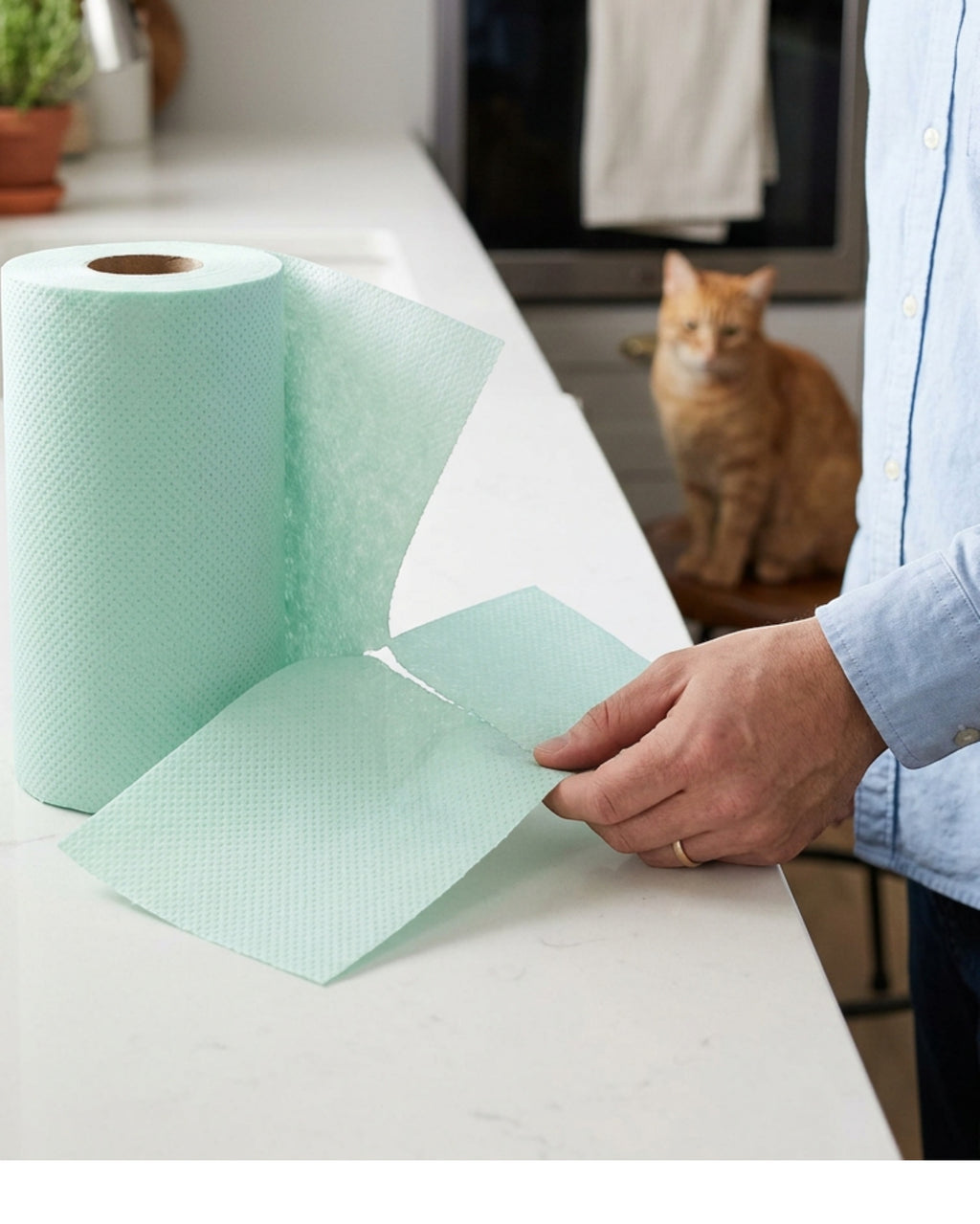 Avibt Perforated Nonwoven Cleaning Cloth Roll 30 Sheets Mint - Lifestyle view